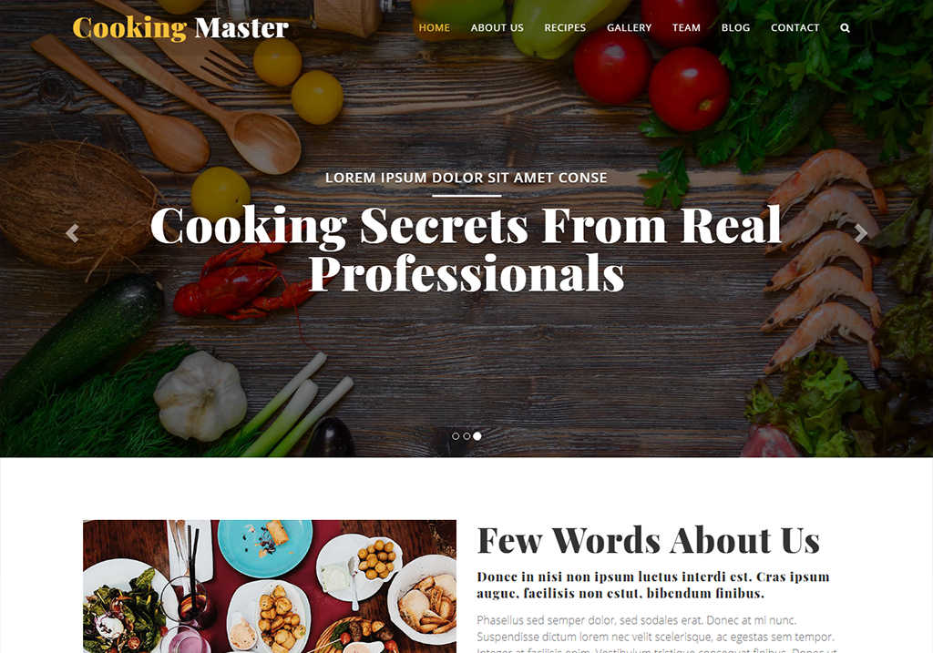 Cooking class website template free download for your cooking school website